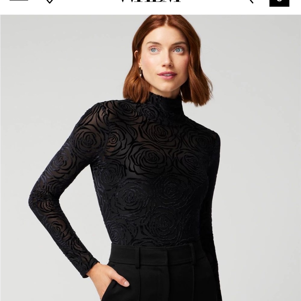 WHBM Elegant Black Floral Women Top